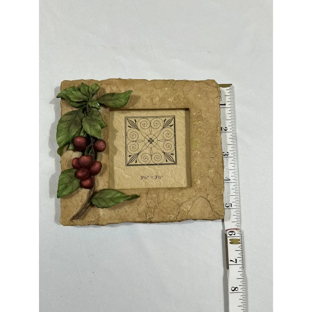 Rustic Stone Look Picture Frame 3.5x3.5 Tan Red Berry 6x6 Farmhouse Decor